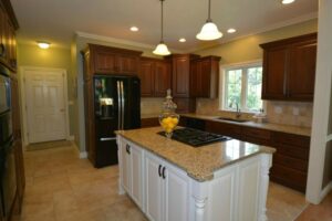 updated kitchen in gold tones