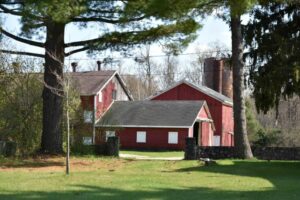 red barn with outbuildings