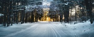 snow covered back road in lapeer